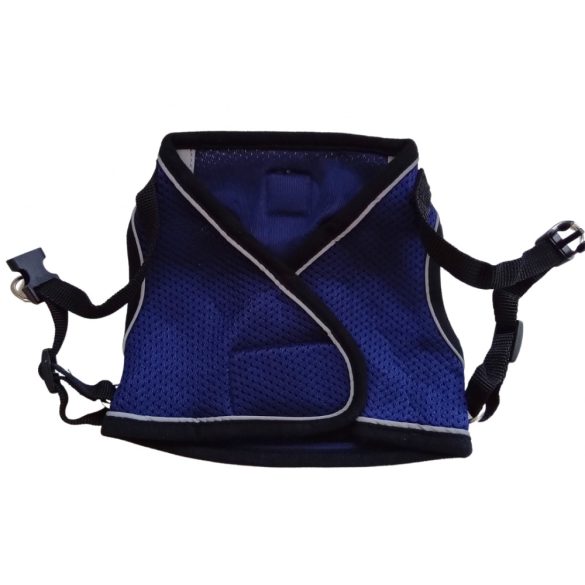 Széles, sötétkék hám pórázzal kutyáknak (S-M, 38-58 cm)