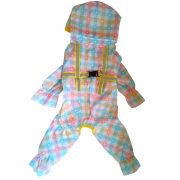 Checked 4-leg Raincoat for Dogs (XS-S, 30-35 cm)