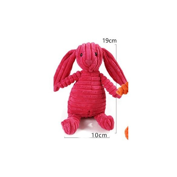 Málna szinű plüss nyuszi kutyajáték