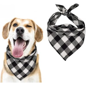 Black and White Checked Bandana for Dogs