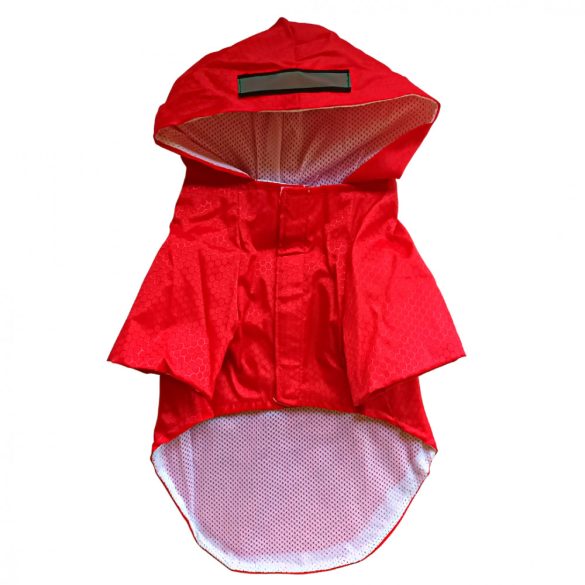 Two-legged Red Dog Raincoat with Hoody (XS-S/M, 30-40 cm)
