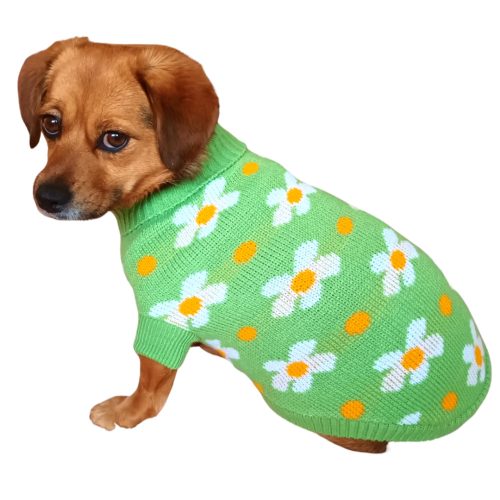 Virágos pulóver kutyáknak (XS-S/M,  30-40 cm)