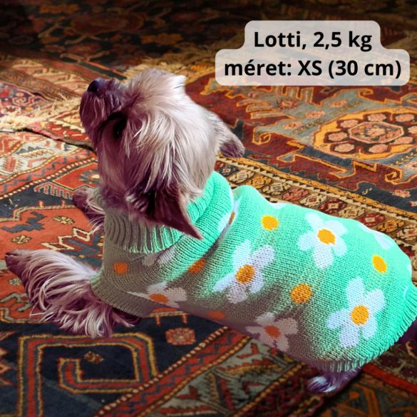 Virágos pulóver kutyáknak (XS-S/M,  30-40 cm)