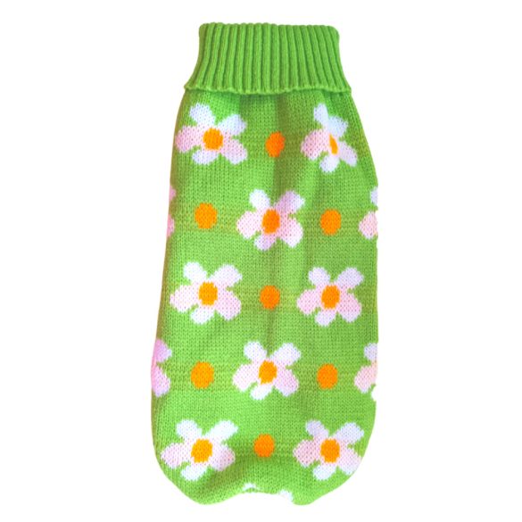 Virágos pulóver kutyáknak (XS-S/M,  30-40 cm)