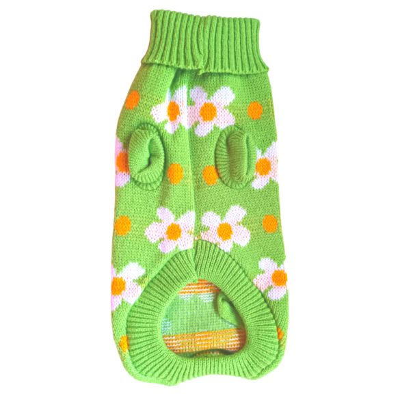 Virágos pulóver kutyáknak (XS-S/M,  30-40 cm)