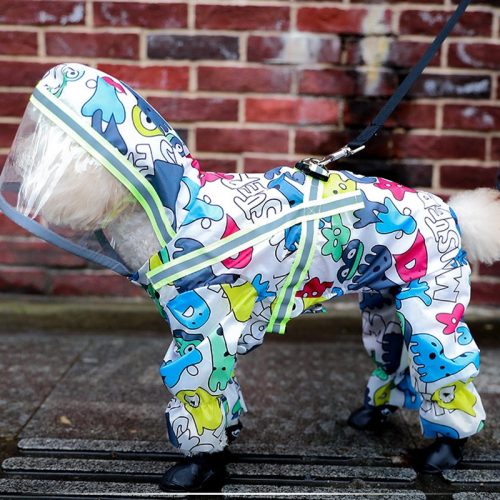 Dog Raincoat Overall with Monster Design (XS-M, 30-45 cm)