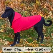 Meleg piros kutya pulóver kapucnival ( XS- 4XL, 30-75 cm)