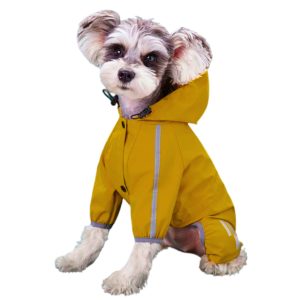 Yellow 4-leg Raincoat for Dogs (XS-S/M 30-45 cm)