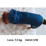 Mustársárga és lazúrkék eső overál kutyáknak (XS-S/M, 30-45 cm )