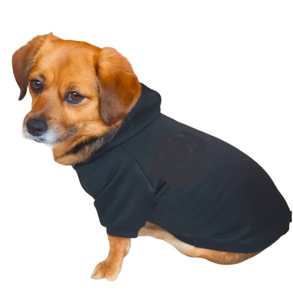 Fekete kutya pulóver kapucnival ( XS- 4XL, 30-78 cm)